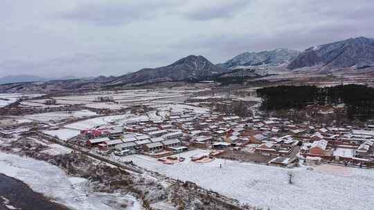 【航拍】雪后的北方农村  农村雪景