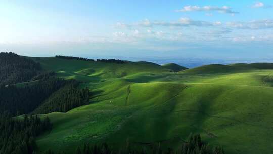 航拍中国新疆夏季山脉草原景观