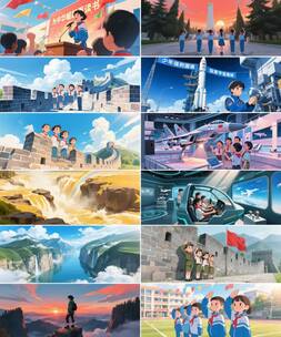 《少年中国强》配乐背景 根据音乐制作高清在线视频素材下载