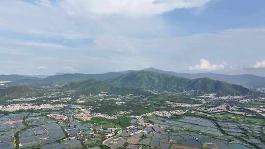 广东南方下雨天过后彩虹高空航拍视角4K