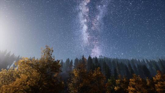月光下的银河系星星延时摄影
