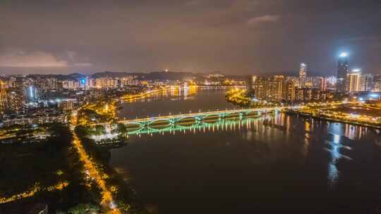 8K广东惠州城市天际线夜景航拍延时