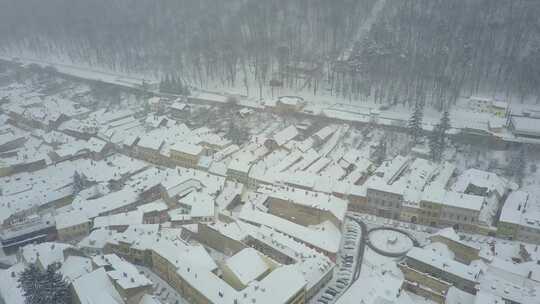 罗马尼亚布加勒斯特城市雪景