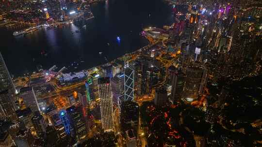 香港中银大厦夜景航拍视频4K30P