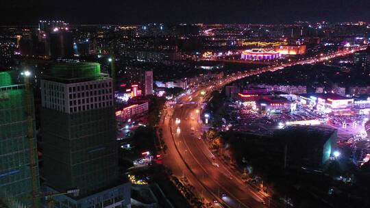 昆明螺蛳湾夜景交通航拍视频素材模板下载