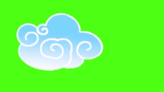 云朵白色渐变蓝色白云白边云层卡通中国风视频素材模板下载
