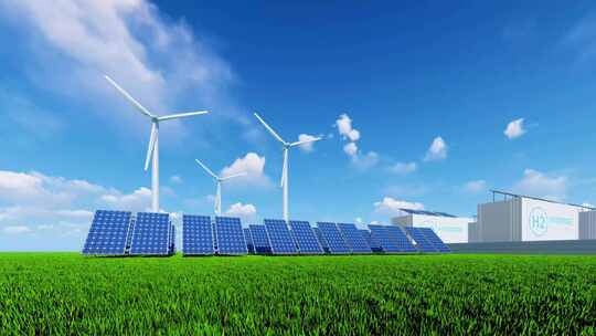 太阳能发电 风力发电 绿色能源视频素材模板下载
