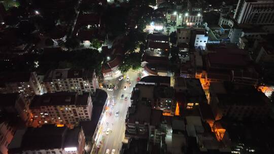 城市道路夜晚马路航拍夜景