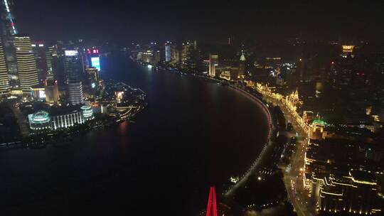 上海黄浦区外滩白玉兰东方明珠外白渡桥航拍