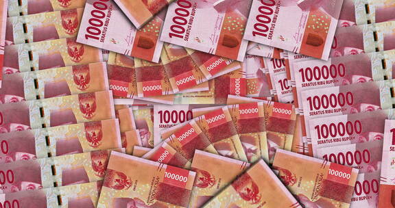 印尼盾100000钞票在扇形马赛克图案循