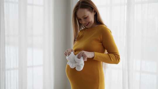 孕妇，女人，婴儿鞋，婴儿撞