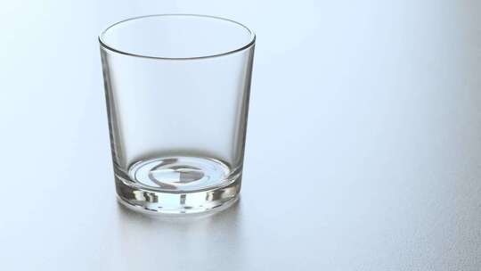 将水倒入玻璃杯中，泡腾片阿司匹林落入水中