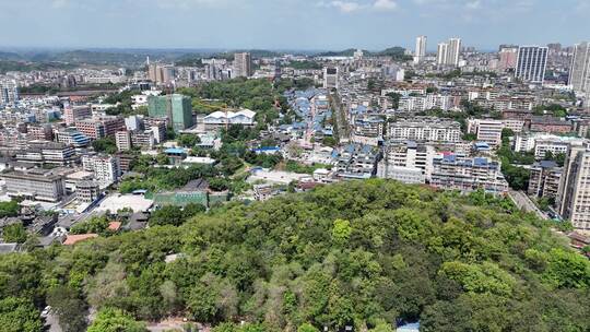 四川自贡龙凤山公园航拍