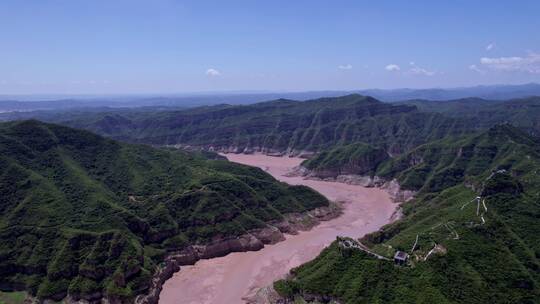 河南济源黄河三峡夏日航拍4k