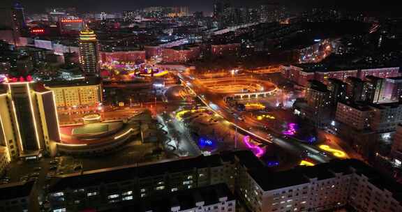 鸡西市夜景航拍