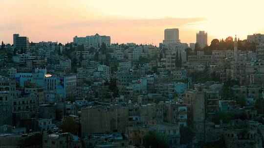 日落时的约旦首都安曼视频素材模板下载