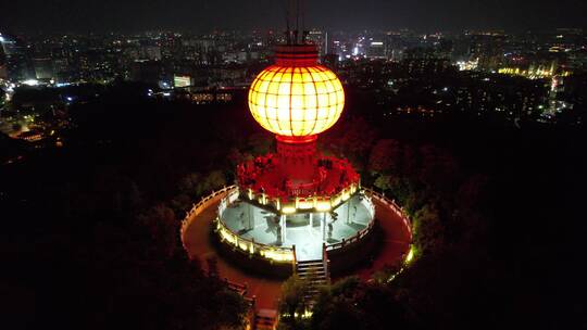 东莞旗峰公园夜景航拍视频素材模板下载