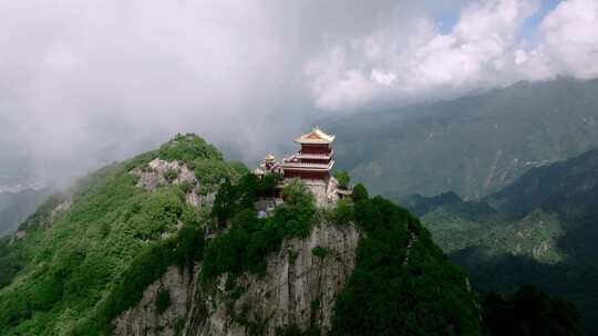 航拍陕西 西安 南五台景区 秦岭山脉