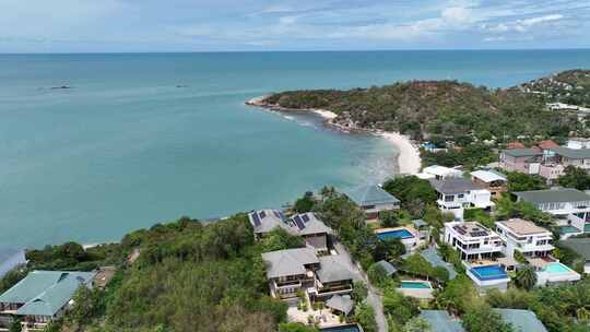 泰国苏梅岛海滩海湾航拍自然景观