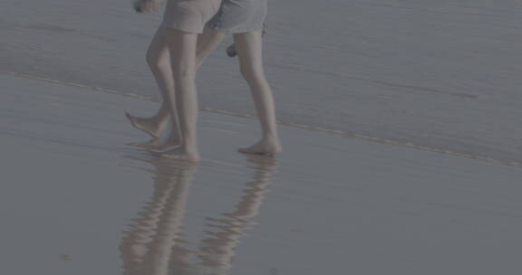 沙滩海边女孩漫步4K+50帧+log美腿