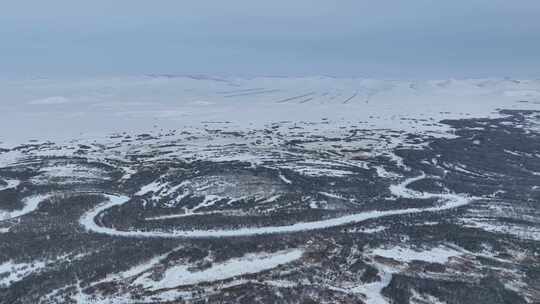 额尔古纳冬季自然风光根河湿地雪景