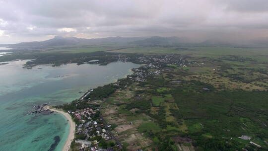 毛里求斯岛海岸线鸟瞰视频素材模板下载