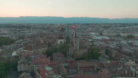 航拍瑞士日内瓦教堂视频素材模板下载