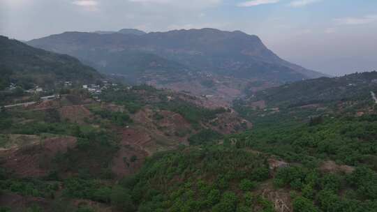 山区自然风光俯瞰全景