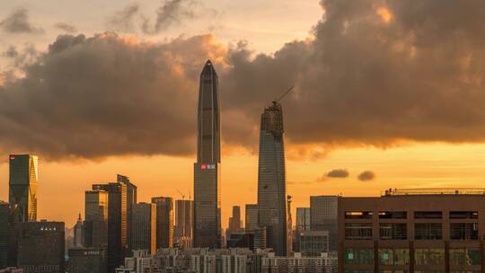 深圳日落晚霞平安大厦大百汇