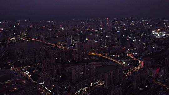 广东省广州市城市夜景航拍