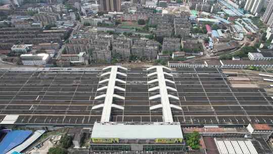 广西南宁火车站南宁站交通航拍视频素材模板下载