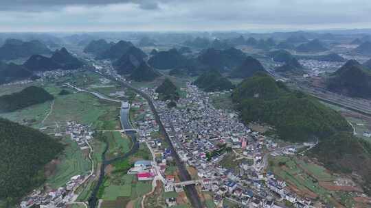 贵州安顺市平坝区天龙屯堡航拍景观