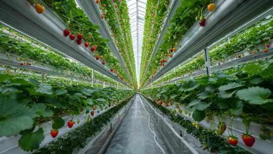 温室大棚草莓种植场景