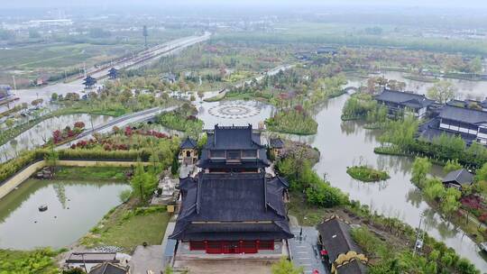 航拍江苏东台市西溪旅游文化景区