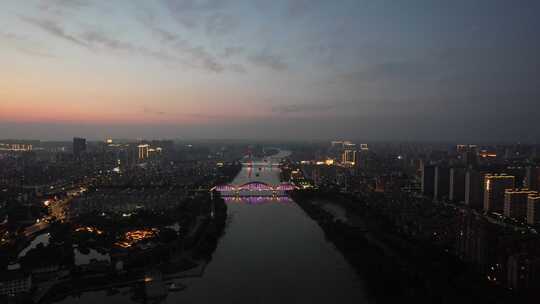 江苏宿迁城市日落晚霞夕阳西下航拍 