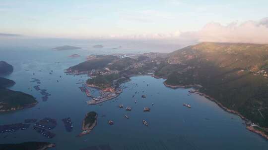 福建霞浦花竹村日出海岛风景航拍