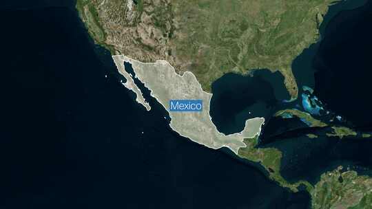 带标签的墨西哥地图-广角地图-放大