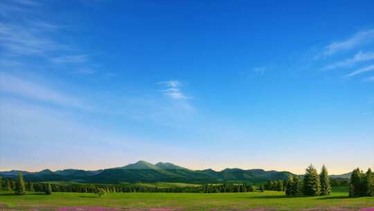 草原山脉天空流云延时