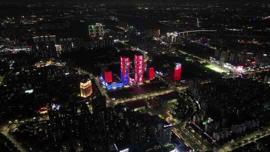 航拍广东江门蓬江区城市大景