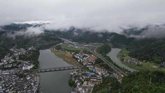 春日新安江山水画廊风光航拍素材