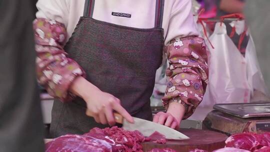 菜市场卖牛肉视频素材模板下载