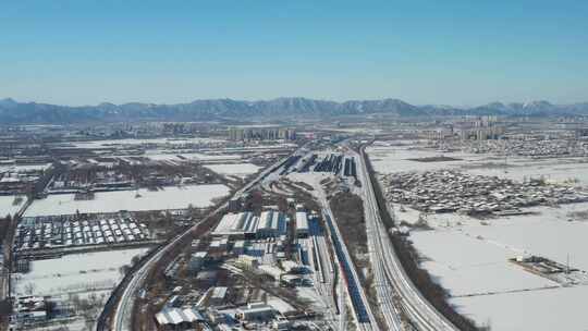 航拍雪景 冬至节气 冬天雪景  冬季