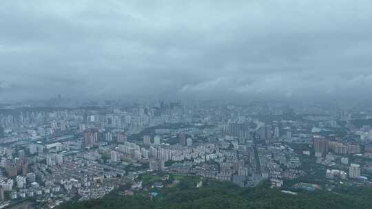 福州晋安区大景航拍鼓楼区城市阴天建筑风光