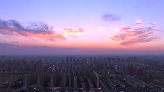 安徽阜南城市延时高空晚霞夜景风光4K