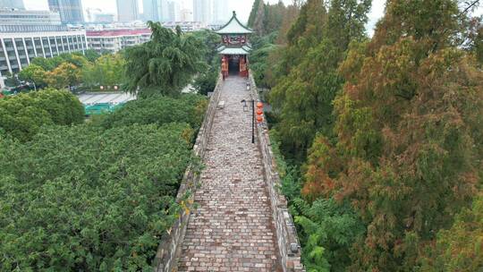 南京古城墙玄武门航拍风光