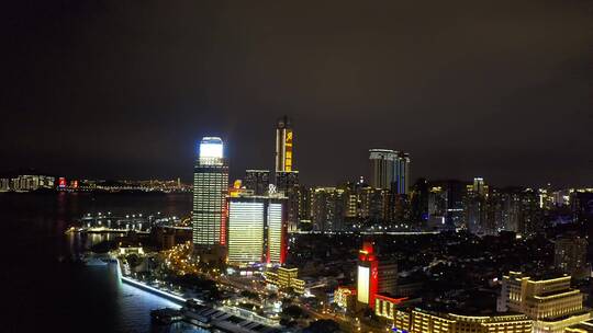 4K航拍厦门鹭江道灯光秀夜景