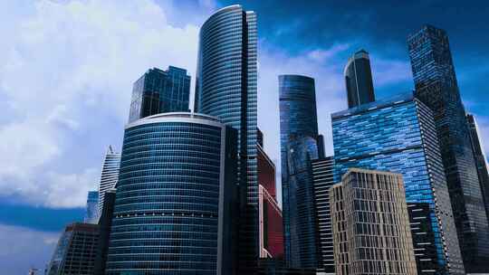 俄罗斯莫斯科城市高楼大厦全景