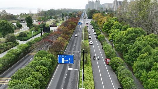 杭州钱塘区学林街秋景航拍