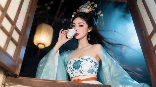 古人喝酒美女喝酒古装美女喝酒