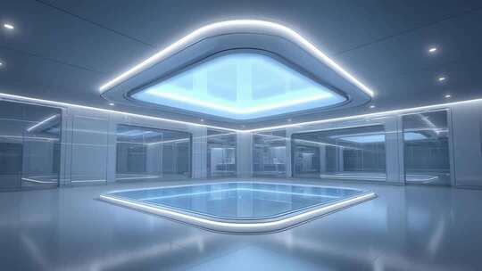 未来科技感的蓝色空间设计展示